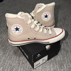 Converse High-Top Sneakers beige with White and Red Accents